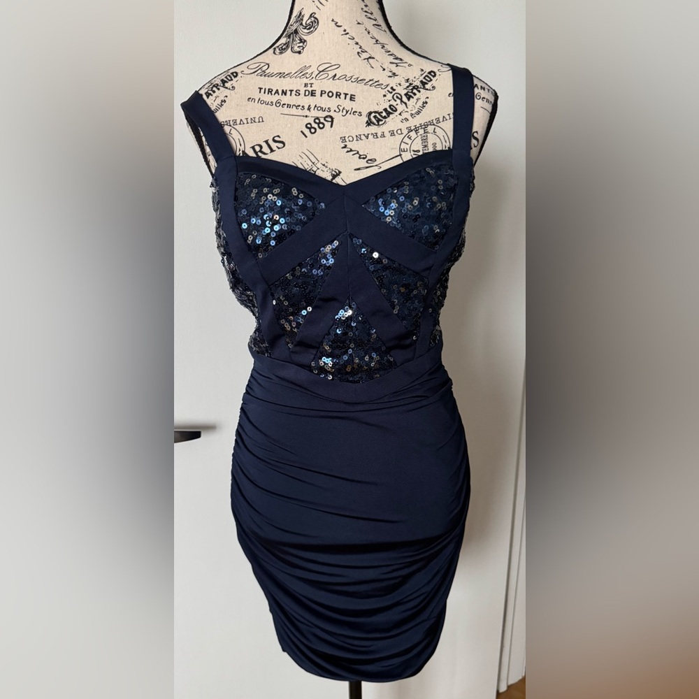 Speechless Blue Sequin Ruched Mini Dress
